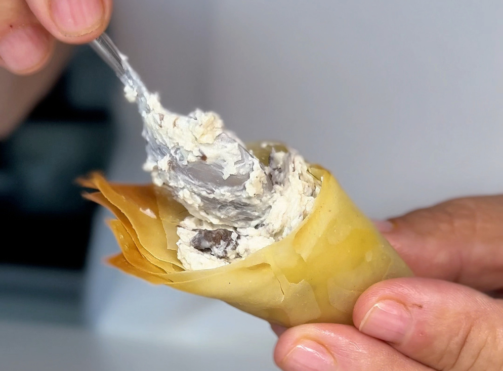 Cones de Massa Filo com Creme de Cogumelos